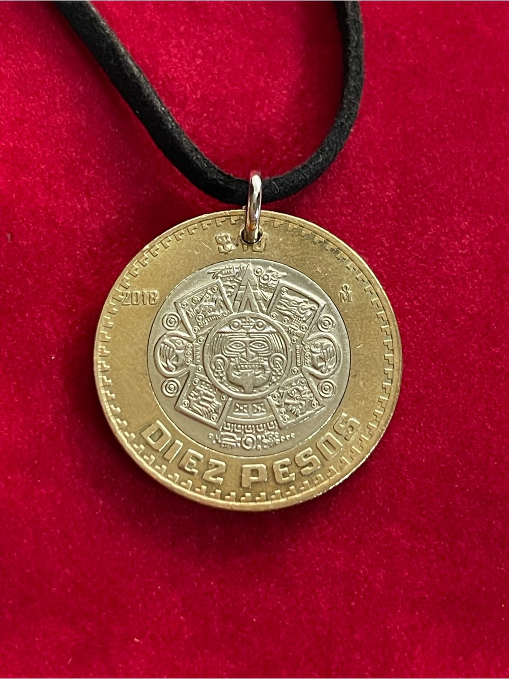 Mexican 10 Pesos Coin Pendant necklace